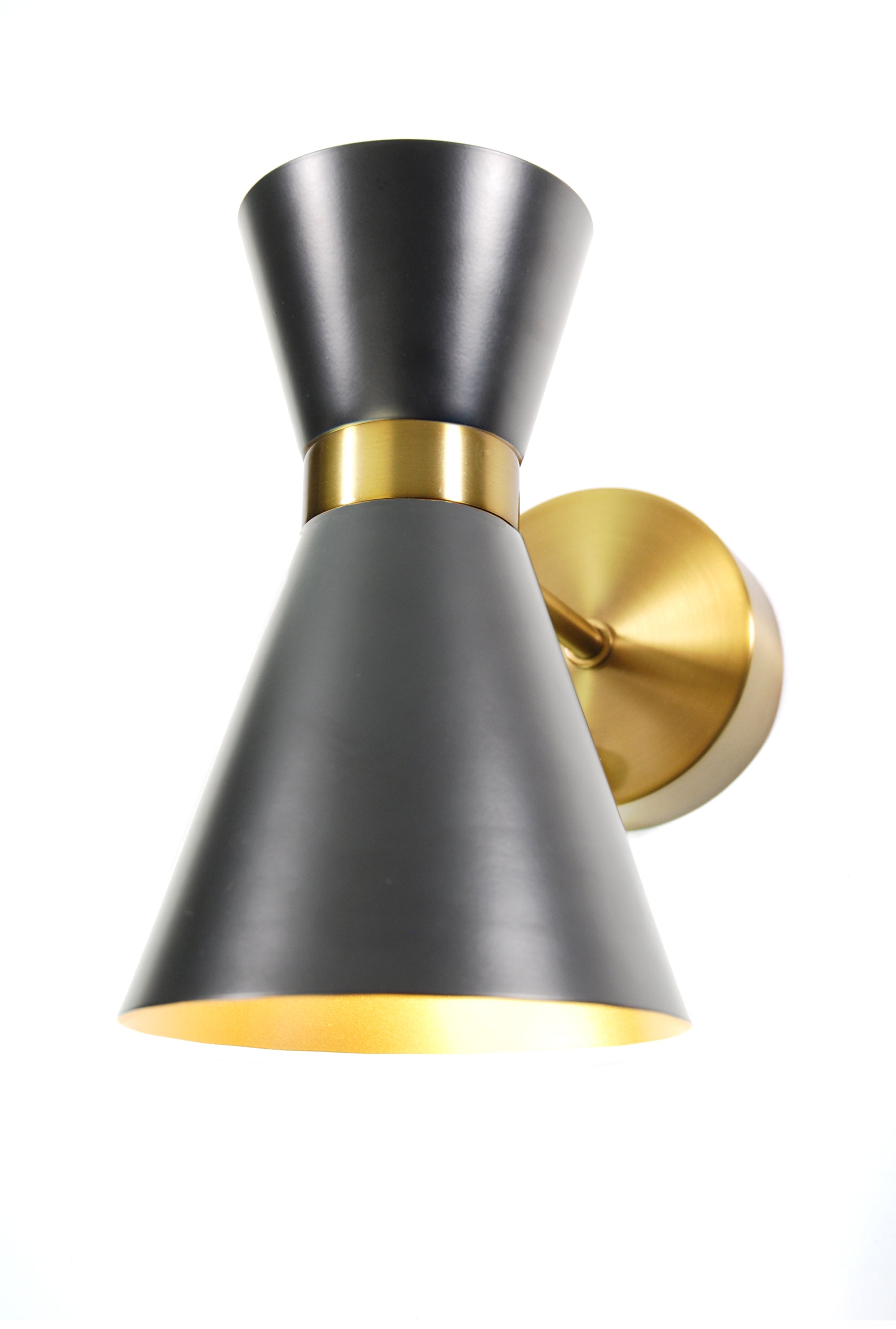 Emerson Cordless Wall Sconce - Antique Brass, Black Shade