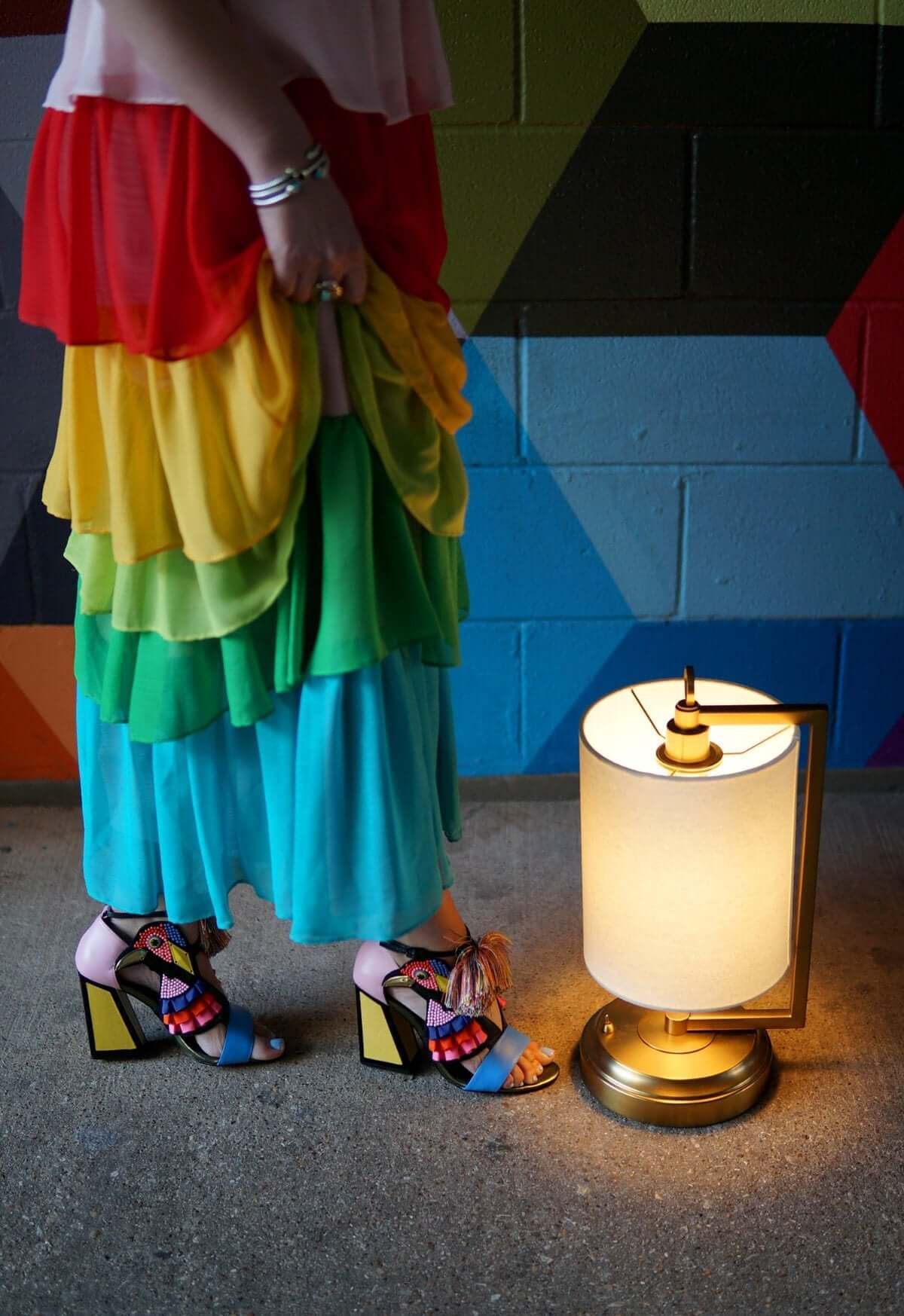 Jynn brass rechargeable battery operated lamp goes anywhere