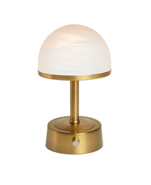 cordless mini rechargeable lamp art deco brass alabaster shade
