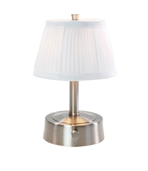 modern lantern mini nickel cordless lamp pleated shade