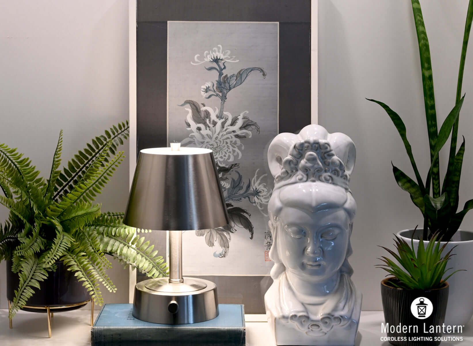mini nickel battery operated lamp by modern lanterrn