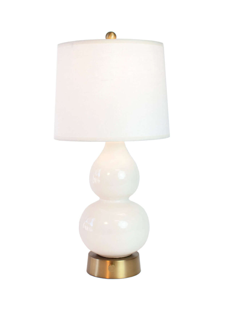Norma Jean ivory ceramic cordless lamp on brass