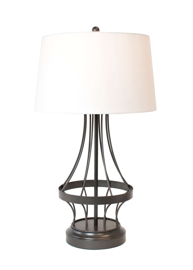 gunmetal wireframe cordless battery operated lamp